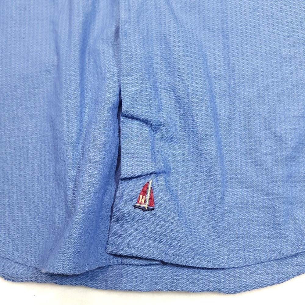 Nordstrom Dress Shirt Mens‎ 15 34/35 Blue Herringbone Twill Cotton Malaysia - Picture 2 of 7